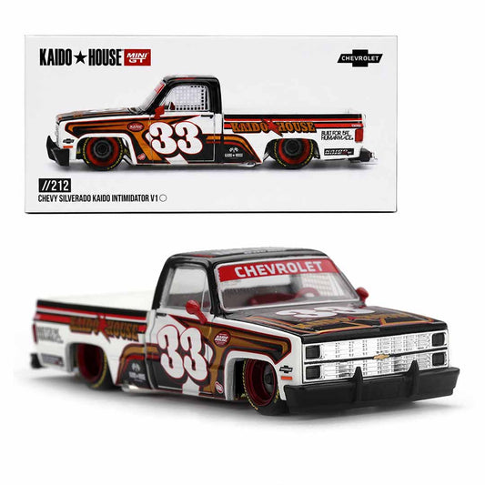 Kaido House x MINI GT 1:64 Chevrolet Silverado Kaido Intimidator V1 Die-Cast Pickup Truck Model Car