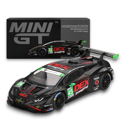 MINI GT 1:64 Lamborghini Huracán GT3 EVO2 #45 DEX Imaging 2024 IMSA Daytona 24H Die-Cast Model Car