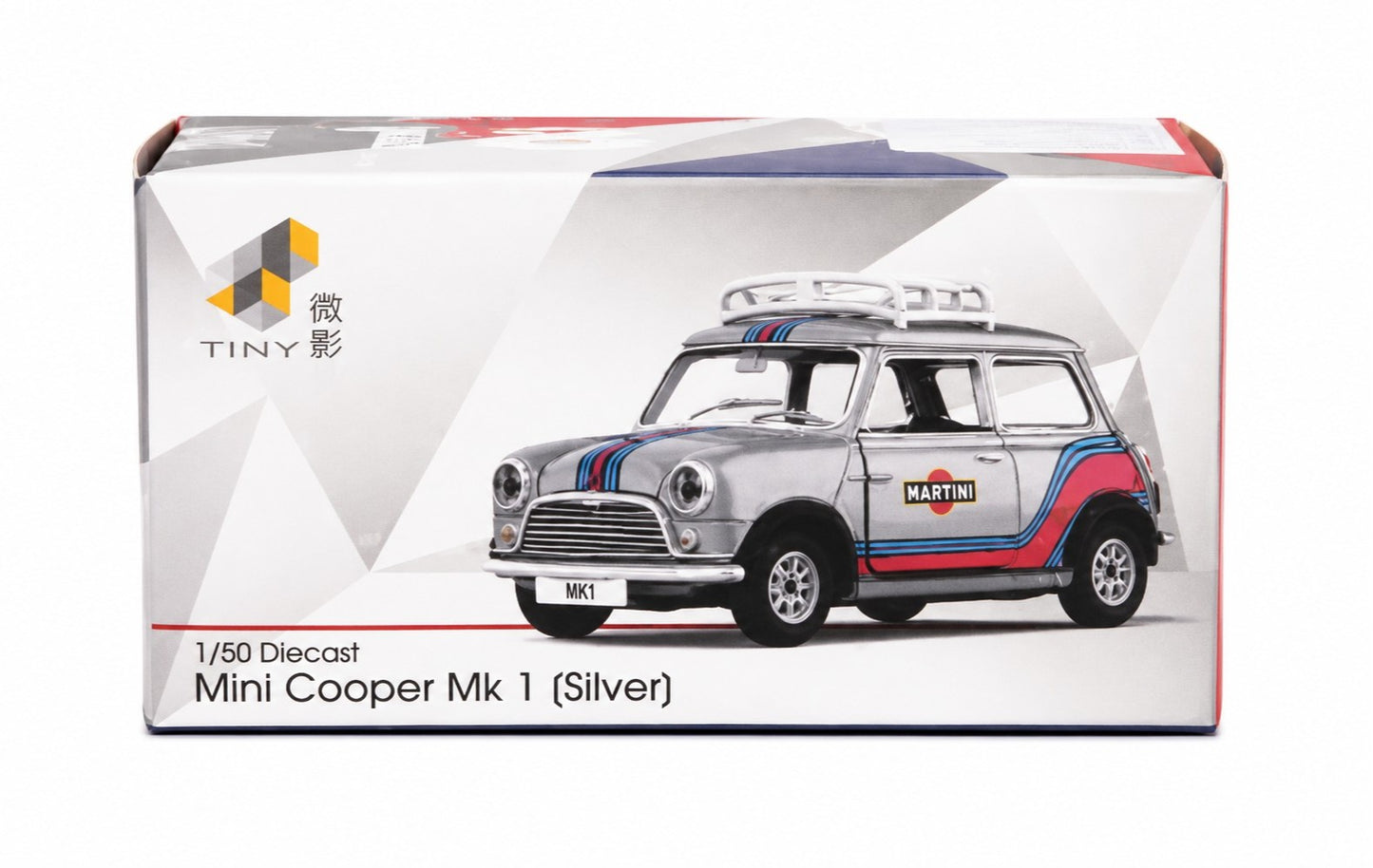 Tiny City 1:50 Mini Cooper Mk 1 Silver Diecast Model Car | MINI0023 Martini Edition Collectible