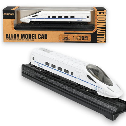 Shenzhen High-Speed Bullet Toy Train | Die-Cast Metal Railway Train with Display Base | White Train Toy for Kids & Collectors