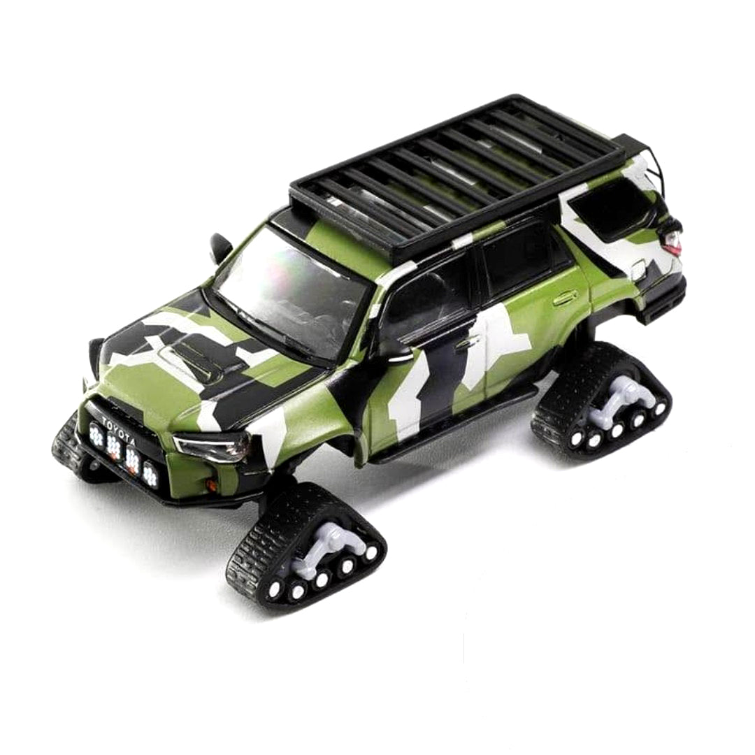 GCD 1:64 Toyota 4Runner Widebody Pre-Runner Camo Diecast Model Car with Snow Tracks & Roof Rack