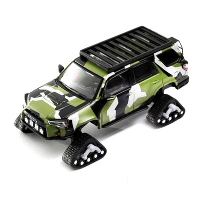 GCD 1:64 Toyota 4Runner Widebody Pre-Runner Camo Diecast Model Car with Snow Tracks & Roof Rack