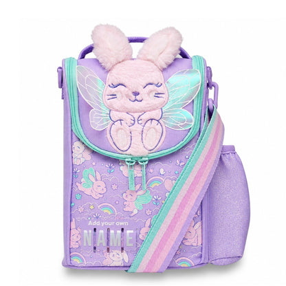 Smiggle Bunny Fairy Insulated Lunch Bag 11 Inch with Personalised Name Panel & Adjustable Shoulder Strap – Purple