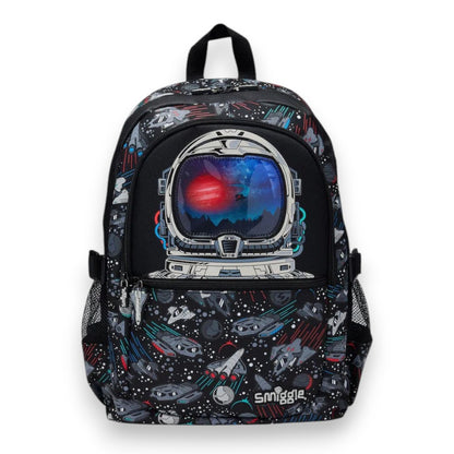 Smiggle Astronaut Space Backpack 42cm with 3D Helmet Pocket, Laptop Sleeve & Dual Bottle Pockets – Black