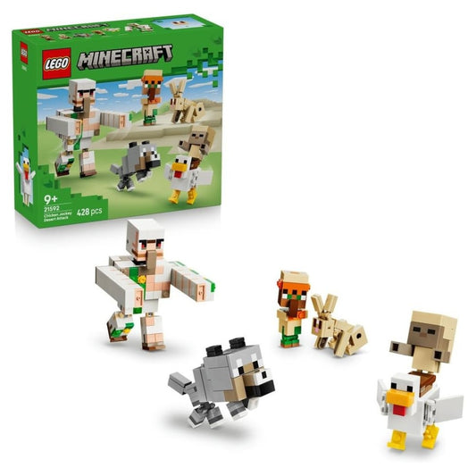 LEGO 21592 Minecraft Chicken Jockey Desert Attack Building Set | 428 Pieces | Interactive Minecraft Adventure Toy