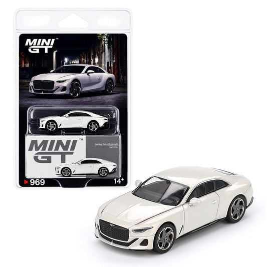 MINI GT 1:64 (Blister Pack) Bentley Batur Bonneville Pearl White Diecast Model Car | Premium Luxury Collector Edition | #969