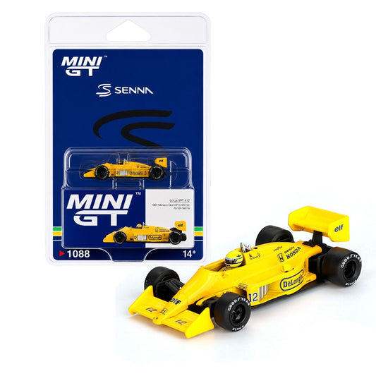 MINI GT 1:64 (Blister Pack) Lotus 99T #12 1987 Monaco Grand Prix Winner Ayrton Senna Diecast Model Car | Formula 1 Collector Edition | #1088