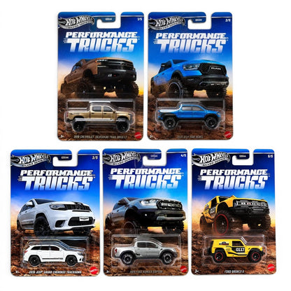 Hot Wheels Silver Series Performance Trucks Complete Set of 5 | Premium Die-Cast Pickup & SUV Collection | Mattel | 1:64 Scale