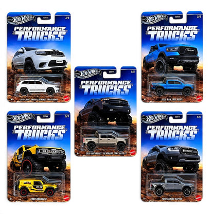 Hot Wheels Silver Series Performance Trucks Complete Set of 5 | Premium Die-Cast Pickup & SUV Collection | Mattel | 1:64 Scale