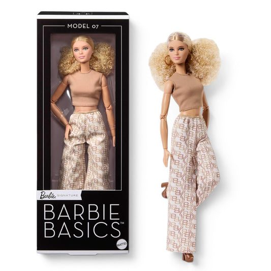 Barbie Signature Barbie Basics Model 07 Fashion Doll | (11.5 inches) Fully Articulated Collector Doll with Blonde Curly Hair & Premium Fashion Outfit