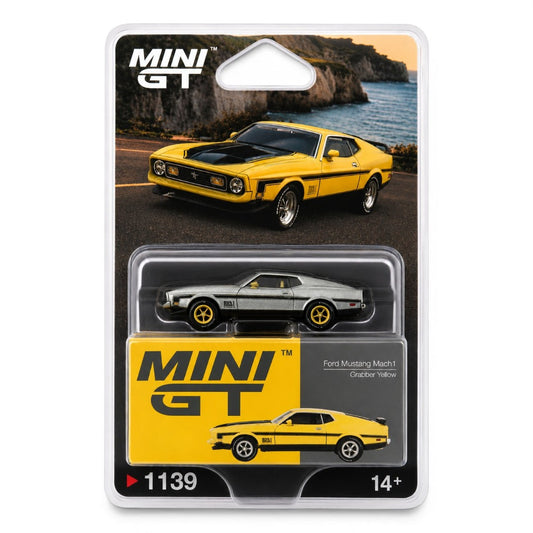 MINI GT 1:64 (Blister Pack) Ford Mustang Mach 1 Chase Car ZAMAC Silver | Scale Diecast Model Car #1139 | Official Mini GT Collector Edition (Chase Car)