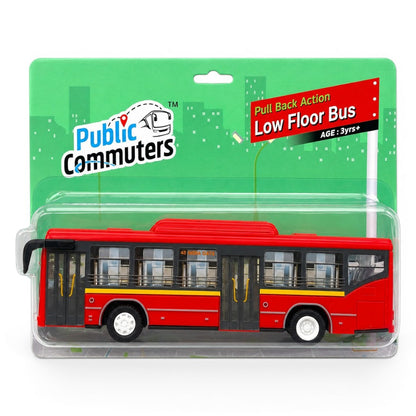 Centy Toys Public Commuters Low Floor Bus Pull Back Action Toy | Red City Bus  | Friction Powered | 3+ Years