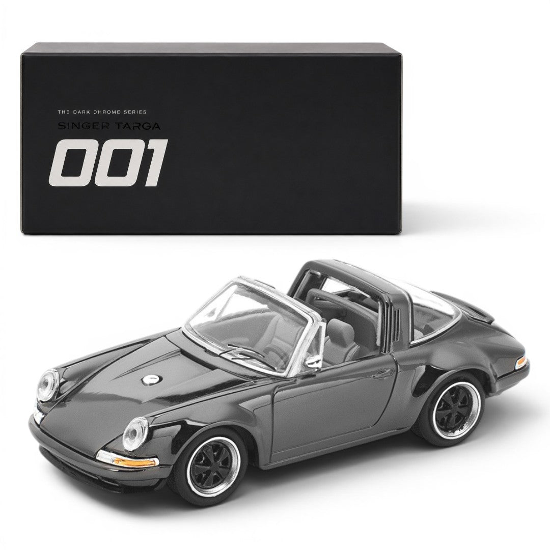 POP RACE 1:64 Singer Targa The Dark Chrome Series 001 Diecast Model Car | Premium Collectible Scale Model | BGX