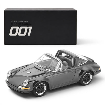 POP RACE 1:64 Singer Targa The Dark Chrome Series 001 Diecast Model Car | Premium Collectible Scale Model | BGX