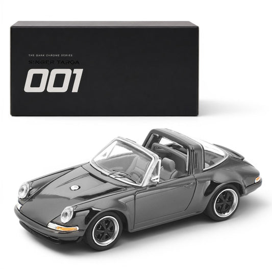 POP RACE 1:64 Singer Targa The Dark Chrome Series 001 Diecast Model Car | Premium Collectible Scale Model | BGX