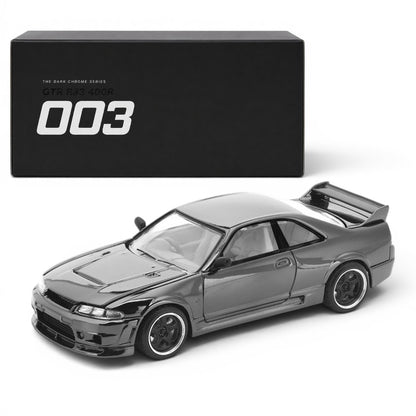 POP RACE 1:64 GT-R R33 400R The Dark Chrome Series 003 Diecast Model Car | Premium Collectible | BGX