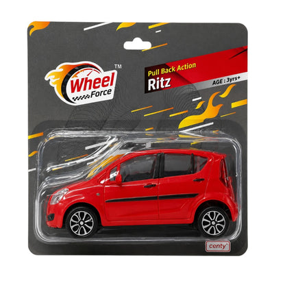 Centy Wheel Force Ritz Pull Back Action Toy Car | Friction Powered Mini Hatchback Model | Red Pull-Back Toy Vehicle for Kids Age 3+ |BGX