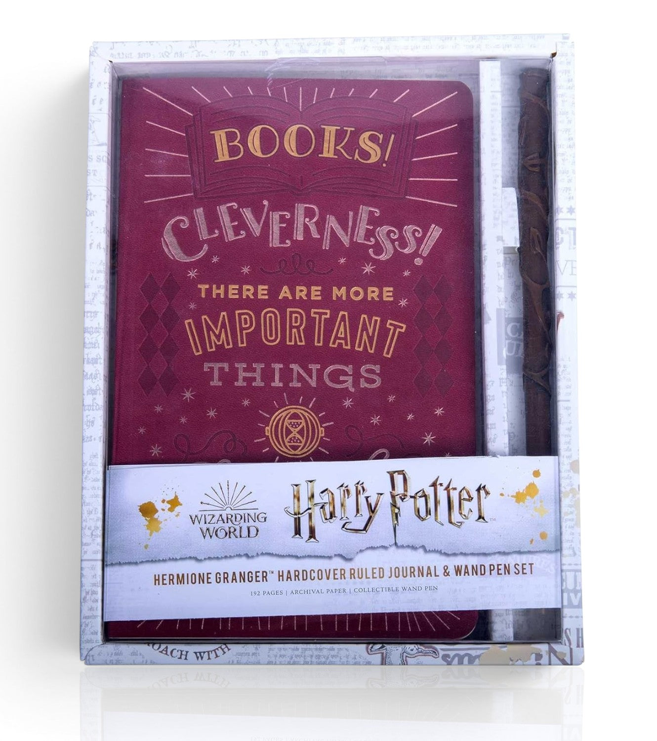 Wizarding World Hermione Granger Hardcover Ruled Journal & Collectible Wand Pen Gift Set | Premium Hardcover Notebook with 192 Ruled Pages