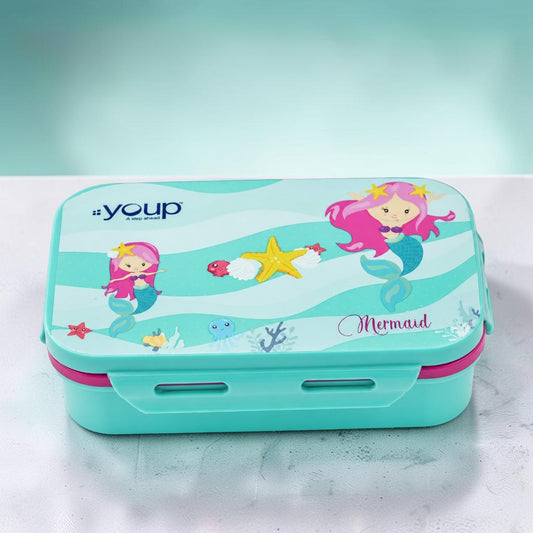 Mermaid Kids Lunch Box 500ml | BPA-Free Leak-Resistant Food Storage Box for School, Picnic & Travel