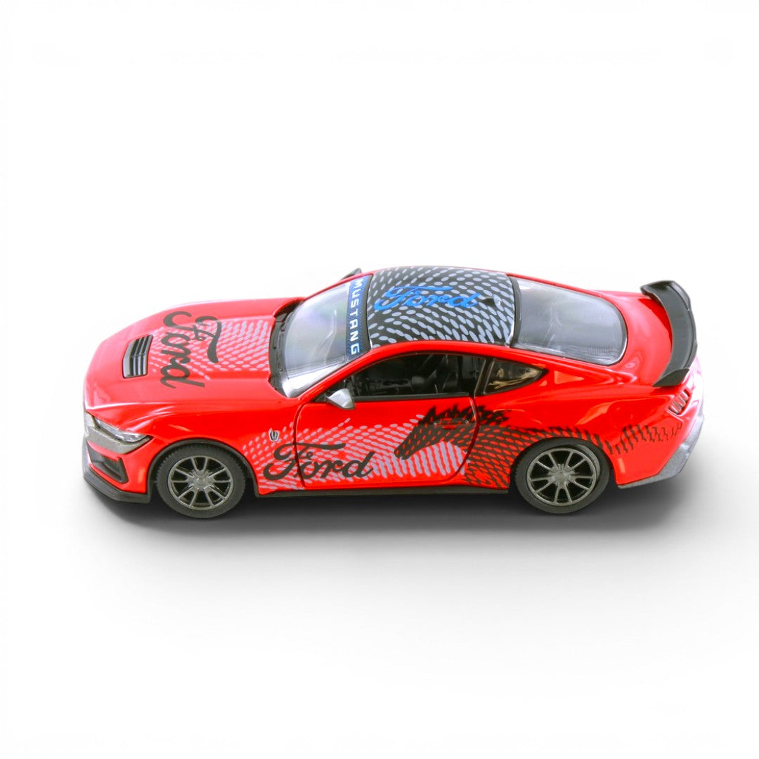 Kinsmart 1:38 2024 Ford Mustang Dark Horse Livery Edition Die-Cast Metal Model Car | Pull Back Action | Opening Doors | Collectible Toy Car