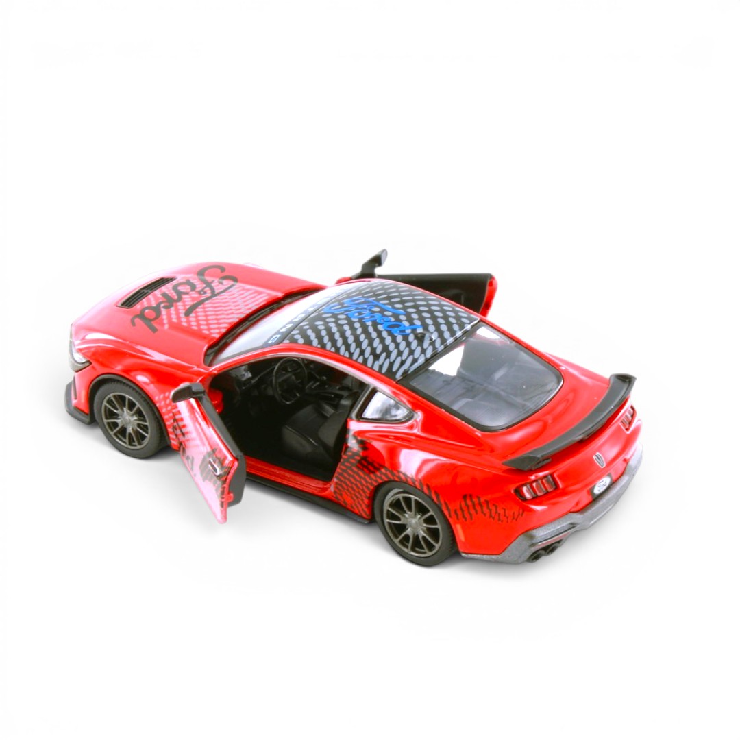 Kinsmart 1:38 2024 Ford Mustang Dark Horse Livery Edition Die-Cast Metal Model Car | Pull Back Action | Opening Doors | Collectible Toy Car