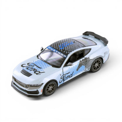 Kinsmart 1:38 2024 Ford Mustang Dark Horse Livery Edition Die-Cast Metal Model Car | Pull Back Action | Opening Doors | Collectible Toy Car