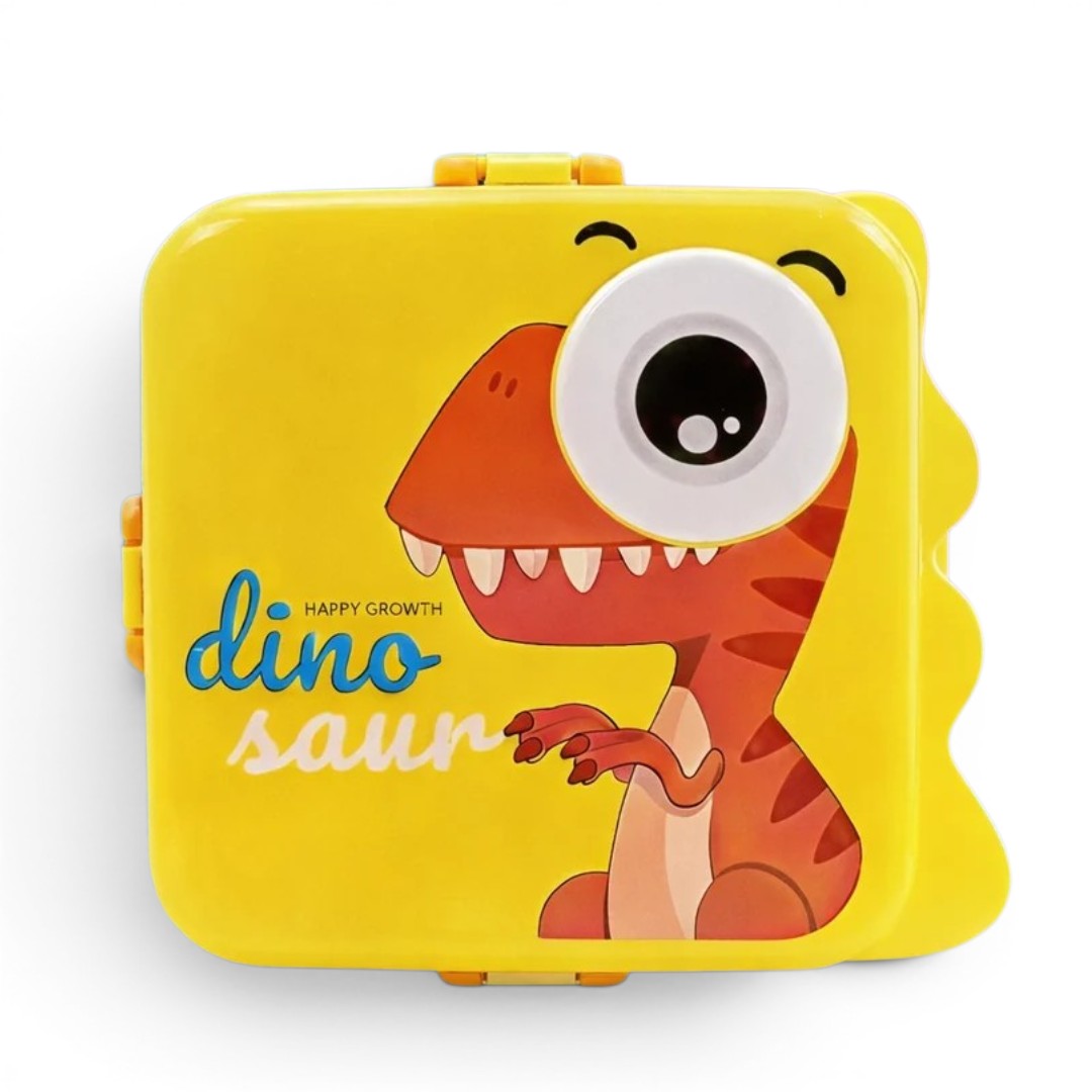 Kids Dinosaur Lunch Box with Spoon  | Cartoon Dino School Tiffin Box | Portable Food Storage Lunch Box for School, Picnic & Travel