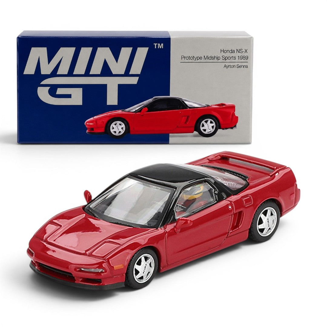 MINI GT 1:64 Honda NS-X Prototype Midship Sports 1989 Ayrton Senna Diecast Model Car | MGT1075 | Collector Box
