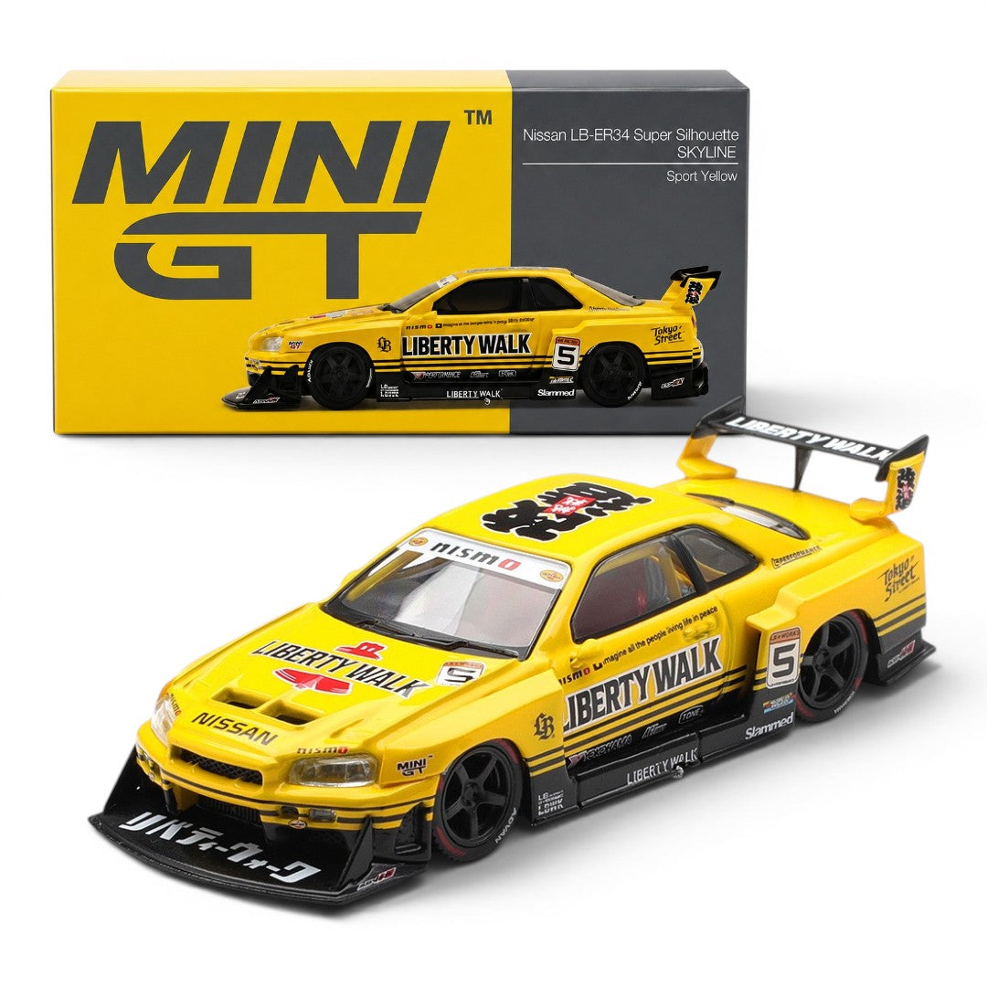 MINI GT 1:64 Nissan LB-ER34 Super Silhouette Skyline Sport Yellow