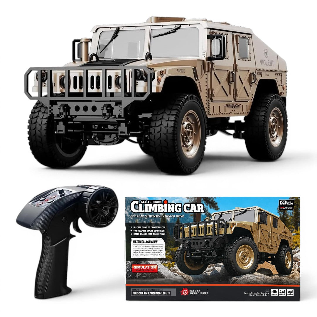 RC 4WD Military Climbing Truck 1:12 Scale | 2.4GHz Remote Control Off-Road Crawler with LED Lights, Independent Suspension & RTR Design