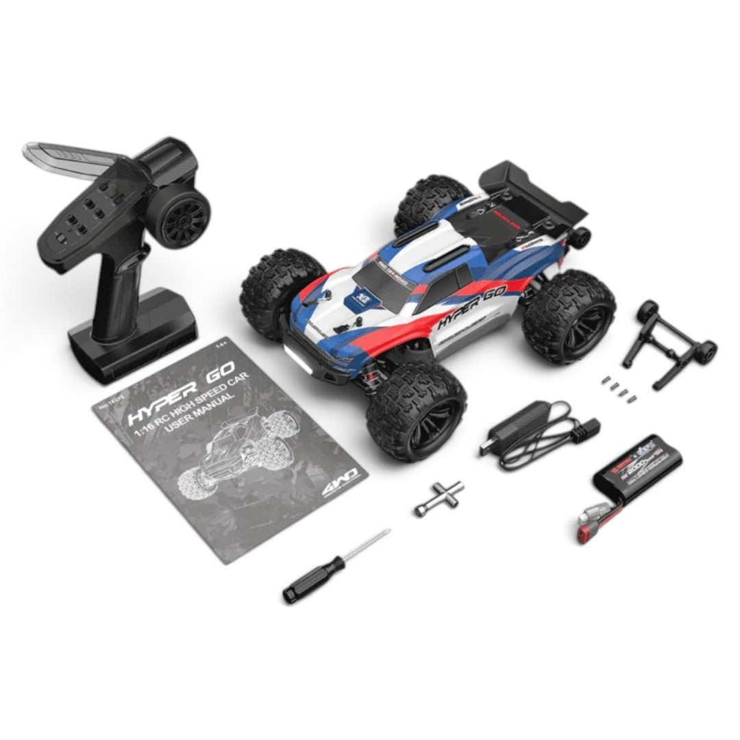 MJX Hyper Go 1:16 Scale 4WD Brushless RC Monster Truck | 2852 Brushless Motor, 45A ESC, 2.4GHz RTR High-Speed Off-Road Remote Control Car