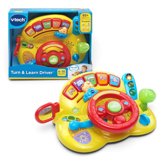 VTech Turn & Learn Driver Interactive Steering Wheel Toy for Babies & Toddlers | Musical Learning Dashboard | Ages 6–36 Months