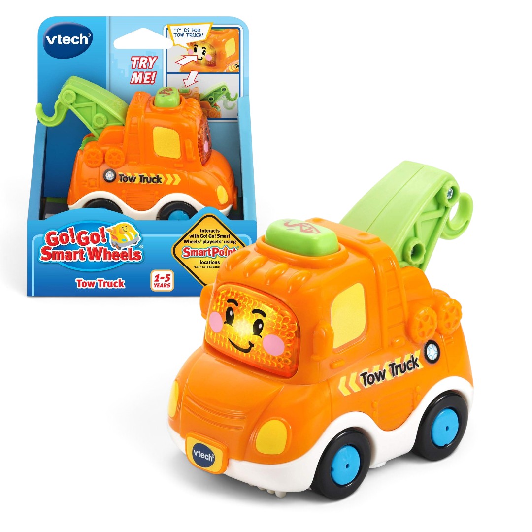 VTech Go! Go! Smart Wheels Tow Truck | Interactive SmartPoint Vehicle with Lights, Sounds & Songs | Educational Toy for Ages 1–5