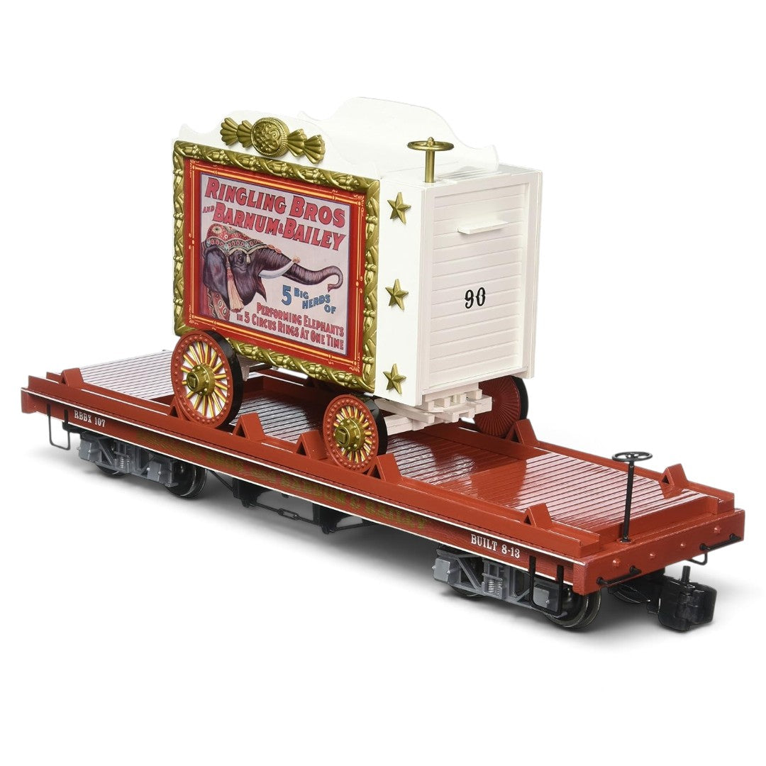 Bachmann Flat Car with Tableau Wagon Performing Elephants #107 | Large G Scale Rolling Stock