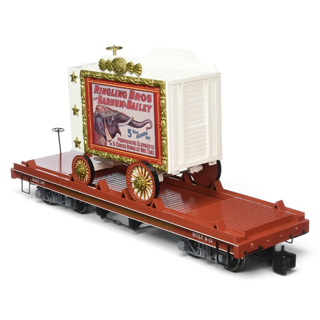 Bachmann Flat Car with Tableau Wagon Performing Elephants #107 | Large G Scale Rolling Stock