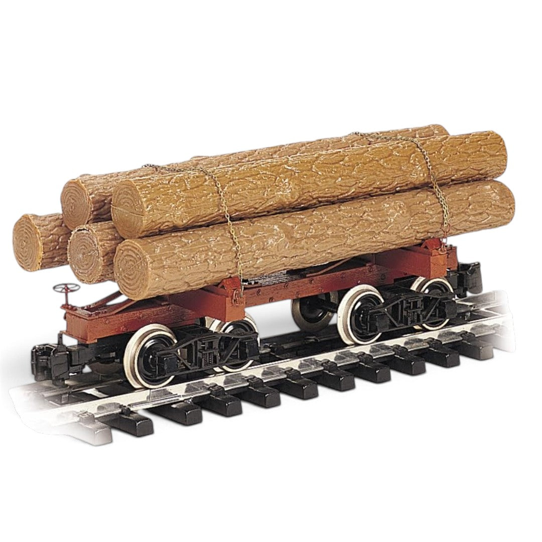 Bachmann Painted Unlettered Skeleton Log Car with Logs | Large G Scale Rolling Stock
