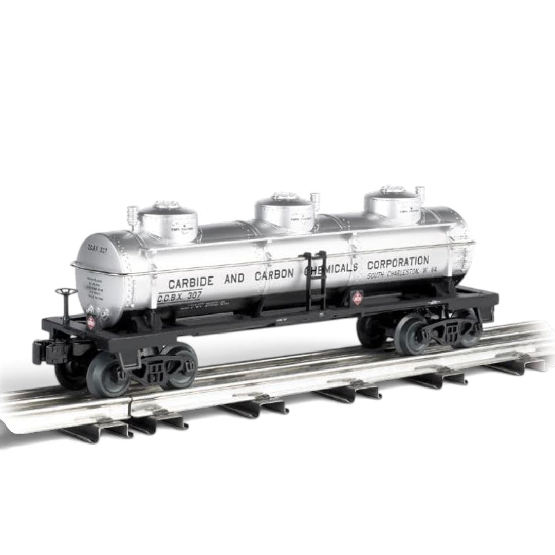 Williams by Bachmann Carbide and Carbon Chemicals 3-Dome Tank Car – O Scale 3-Rail Freight Car