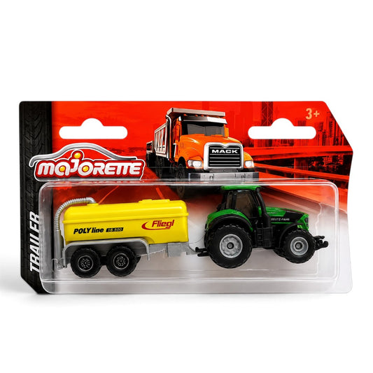 Majorette Deutz-Fahr Tractor with Fliegl Polyline Tanker Trailer | Die-Cast Farm Vehicle Set | Collectible Toy for Kids 3+