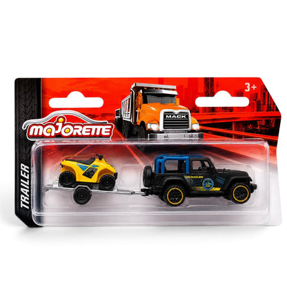 Majorette Jeep Wrangler with Quad Bike Trailer | Die-Cast SUV & ATV Toy Set | Collectible Vehicle Set for Kids 3+