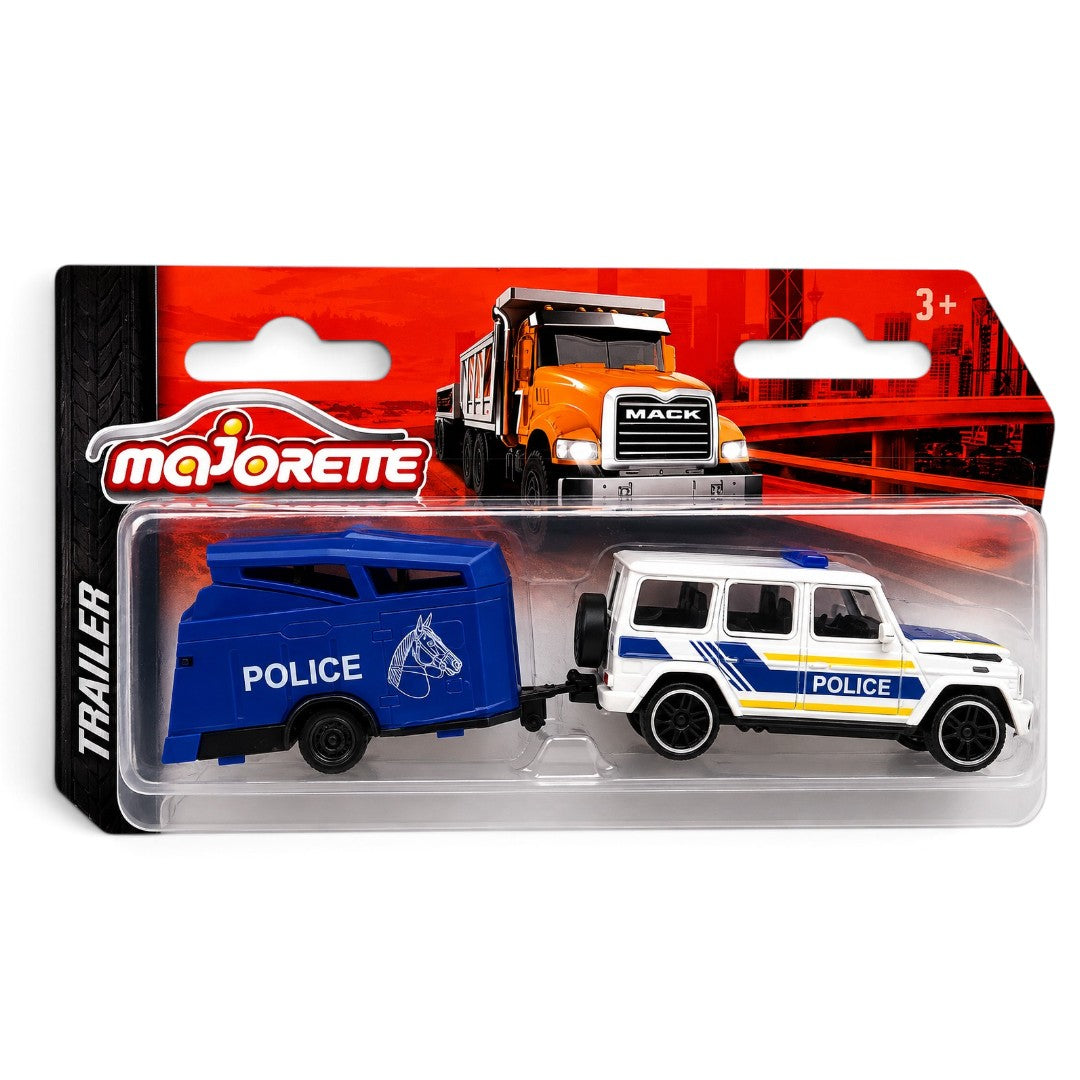 Majorette Mercedes-Benz G-Class Police SUV with Horse Trailer | Die-Cast Vehicle Toy Set for Kids 3+