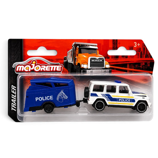 Majorette Mercedes-Benz G-Class Police SUV with Horse Trailer | Die-Cast Vehicle Toy Set for Kids 3+
