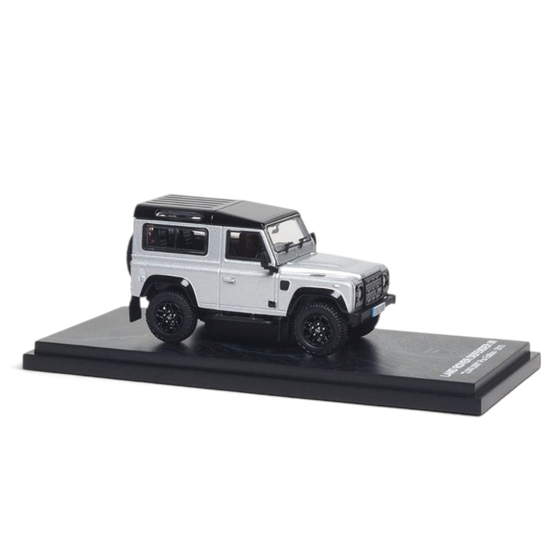 Almost Real 1:64 Land Rover Defender 90 “2,000,000th” Pcs Edition 2015 Silver Die-Cast Scale Model SUV with Display Base