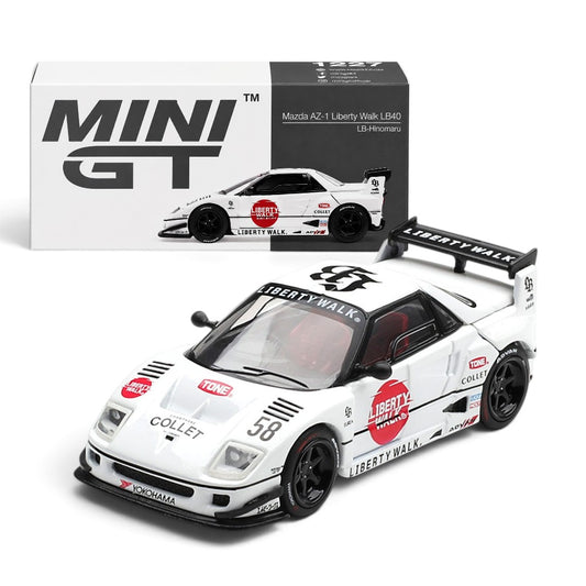 MINI GT 1:64 Mazda AZ-1 Liberty Walk LB40 LB-Hinomaru White Die-Cast Model Car