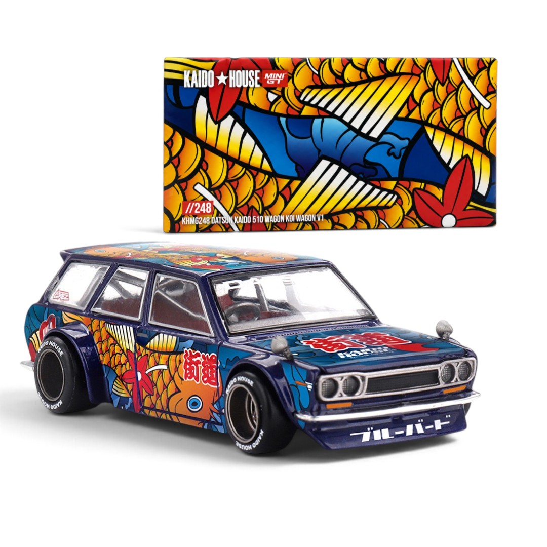 Kaido House x MINI GT 1:64 Datsun Kaido 510 Wagon Koi Wagon V1 Die-Cast Model Car