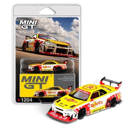 MINI GT 1:64  (Blister Pack) Nissan LB-ER34 Super Silhouette Skyline Suppaiman Okinawa #1204 Die-Cast Model Car