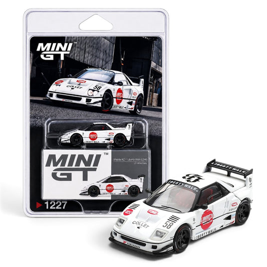 MINI GT 1:64 (Blister Pack) Mazda AZ-1 Liberty Walk LB40 LB-Hinomaru White Die-Cast Model Car #1227