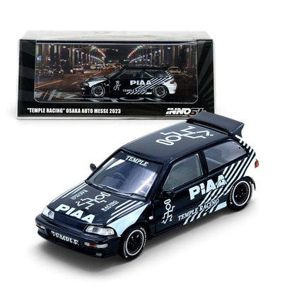 INNO64 1:64 Honda Civic EF9 Temple Racing Osaka Auto Messe 2023 Die-Cast Model with Display Case