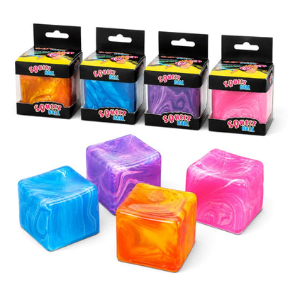 Squeeze Cube Squishy Stress Relief Fidget Toy – Soft Sensory Squeeze Toy, 1 Pc Random Colour