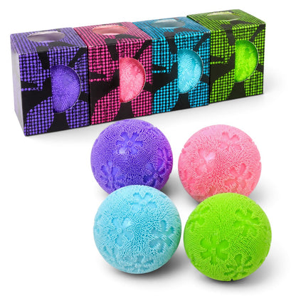 Textured Squeeze Stress Relief Ball with Flower Pattern – Soft Sensory Fidget Toy, 1 Pc Random Colour
