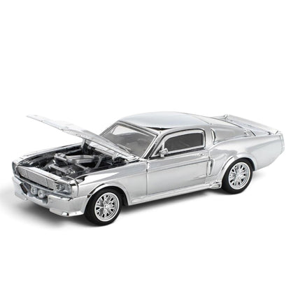 POP RACE 1:64 Shelby Mustang GT500 Chrome Silver PR64-312 | Official Licensed Diecast Model Car | BGX